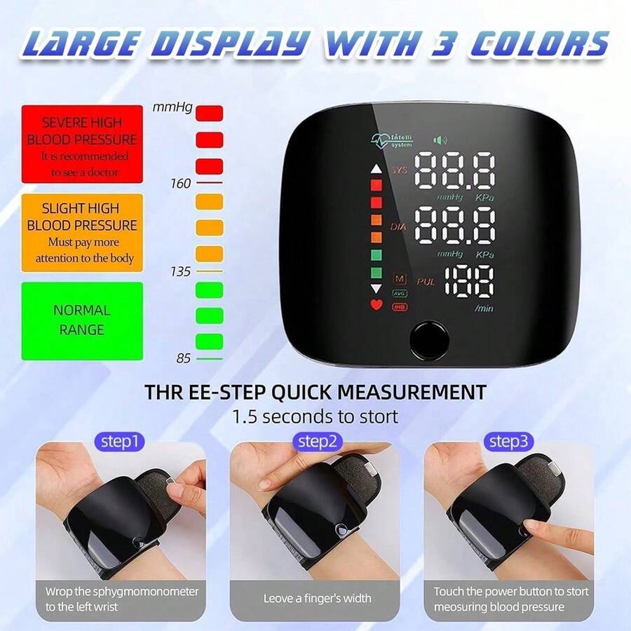 Professional Wrist BP Monitor – USB Rechargeable