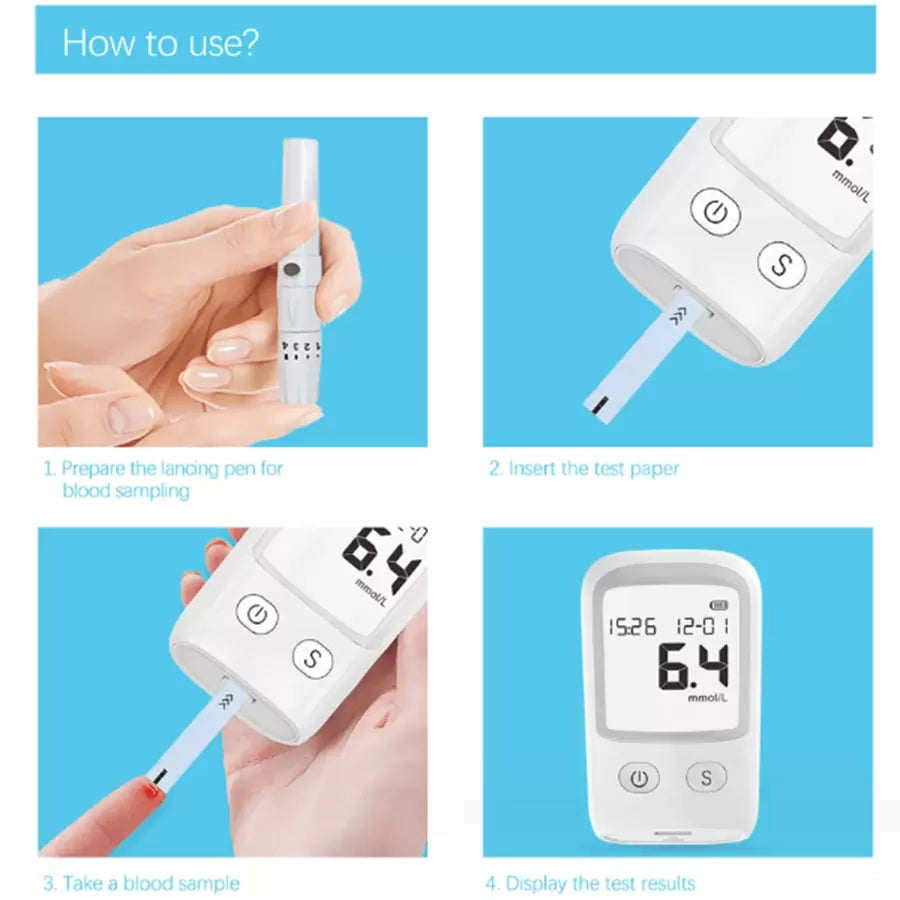 Glucose Monitor Kit – 25 Test Strips & 25 Lancets Included