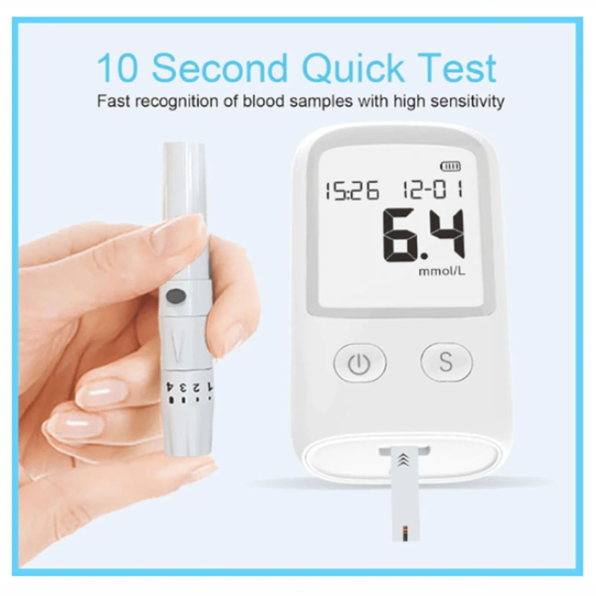 Glucose Monitor Kit – 25 Test Strips & 25 Lancets Included